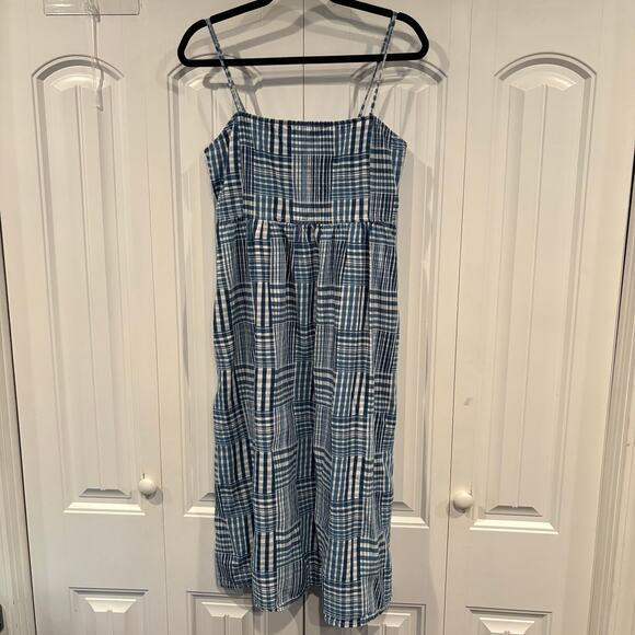 J. Crew Blue And White Plaid Midi Dress Size 6 - Picture 2 of 9